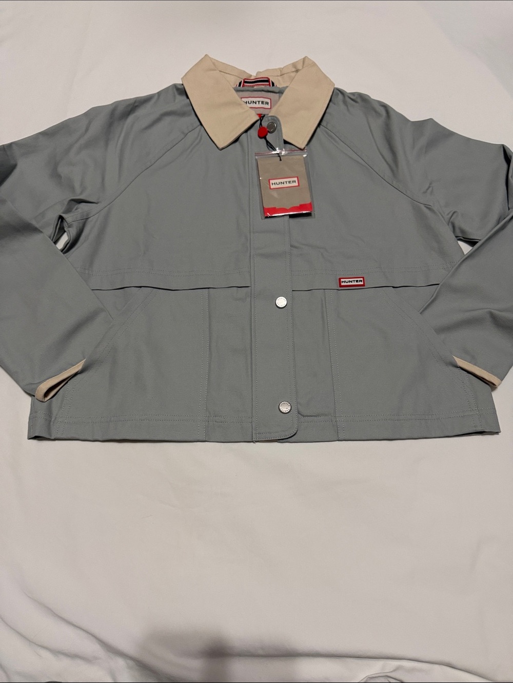 Hunter Collared Button Zipper Olive Gray Jacket M Cotton NWT - Picture 2 of 8